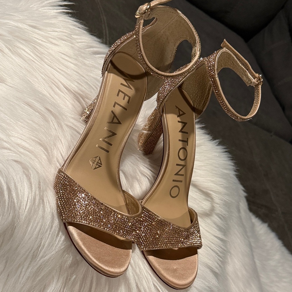 ANTONIO MELANI Rose Gold Crystal Ankle-Strap Heels - Picture 2 of 5